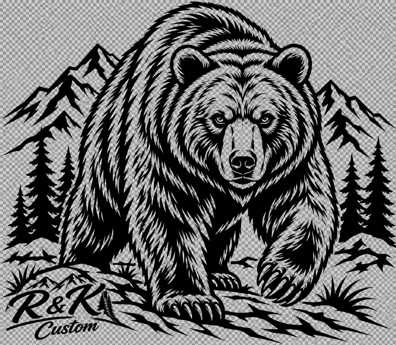 R&K Bear Design artwork by R&K Custom Laser Engraving