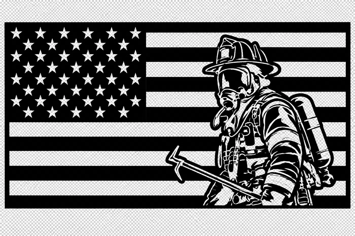 Firefighter American Flag artwork by R&K Custom Laser Engraving