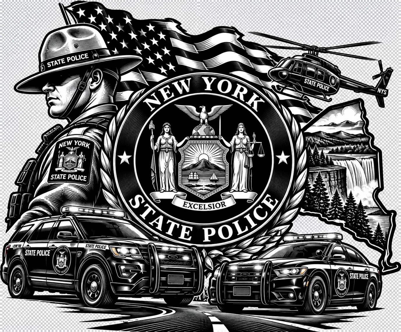 New York State Police artwork by R&K Custom Laser Engraving